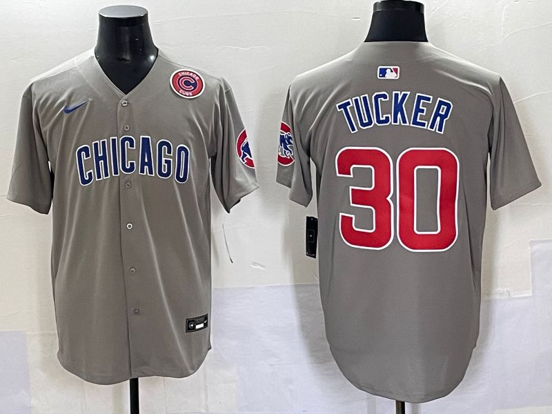 Men 2025 Chicago Cubs #30 Tucker Grey Game Nike MLB Jersey style 7037
